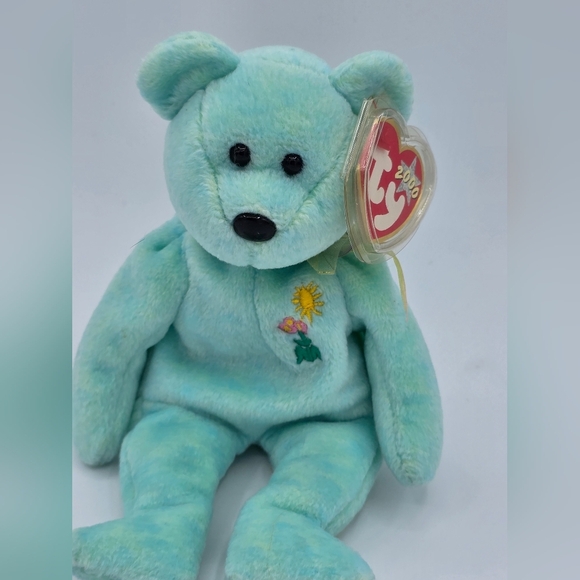 Vintage 2000 TY Beanie Babies Ariel Green AIDS Memory Teddy Bear - Picture 2 of 8